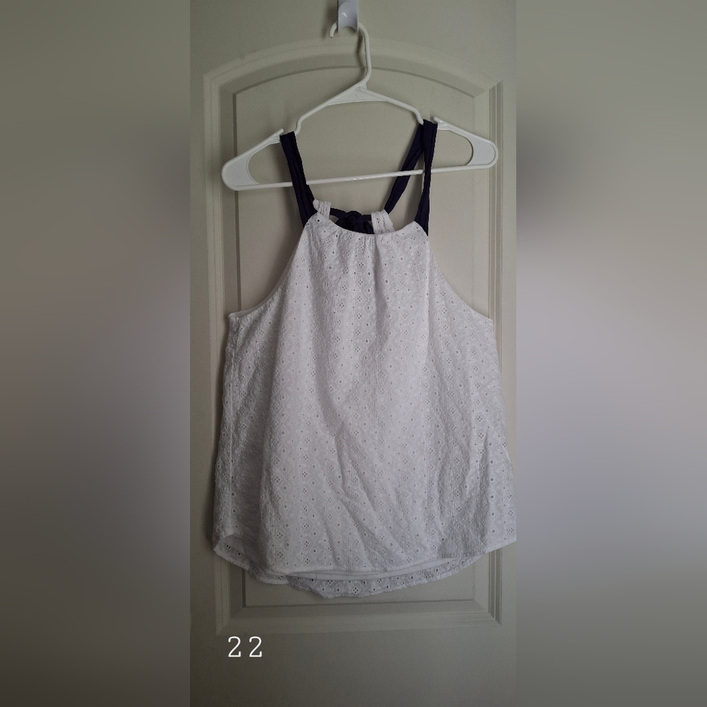 Doe & Rae White Sleeveless Women's Top Sz S BEACHY NEUTRAL ANGELCORE MARINE